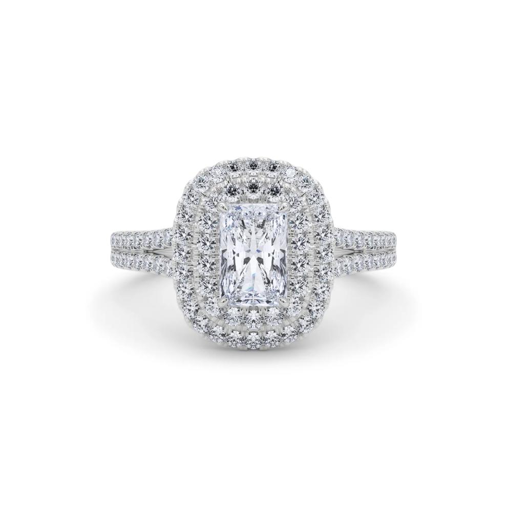 Radiant Diamond Center Double Halo Engagement Ring in Platinum (1-1/4 ct. tw.) – Image 1 of 5