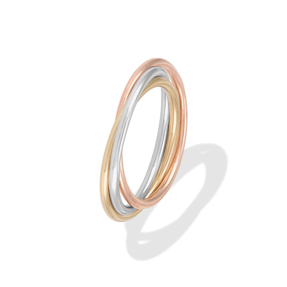 Rolling Ring in 14K Yellow, White &amp; Rose Golds – Image 3 of 4