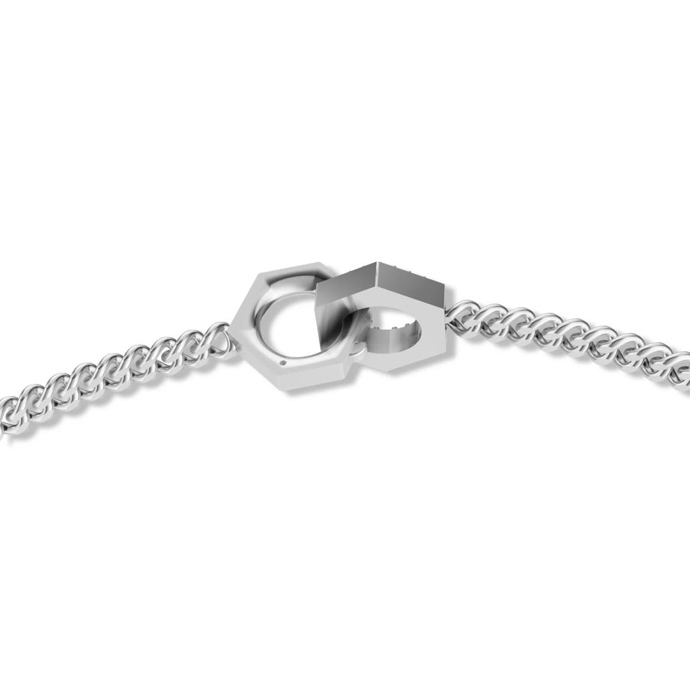 Men's Black &amp; White Lab Grown Diamond Hex Nut Curb Link Necklace in Sterling Silver, 20" (3/4 ct. tw.) – Image 2 of 4