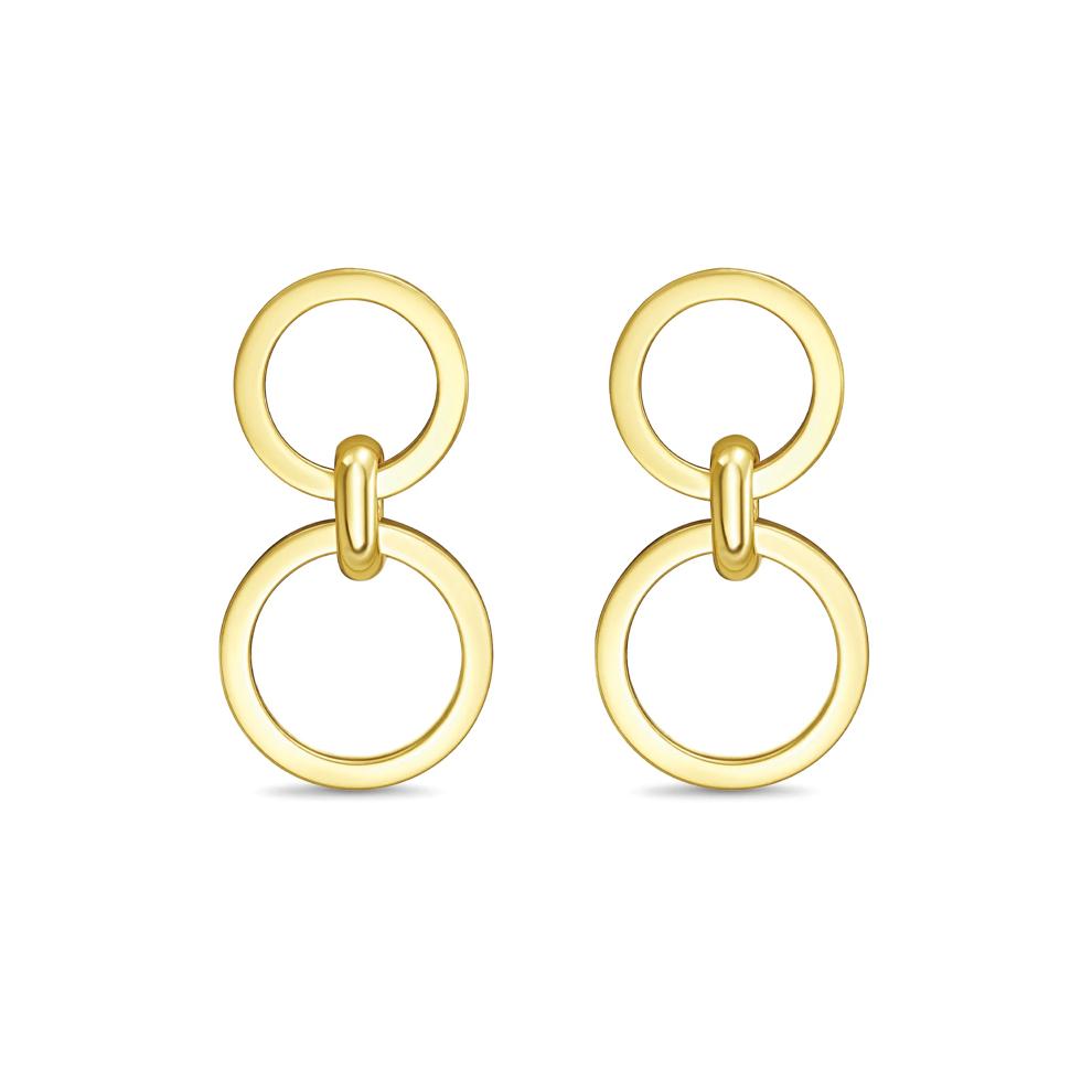 Interlocked Circles Drop Earrings in 10K Yellow Gold – Image 2 of 3