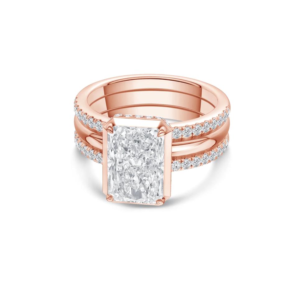 Madison Lab Grown Diamond Radiant-Cut Engagement Set in 14K Rose Gold (3 ct. tw.) – Image 5 of 5