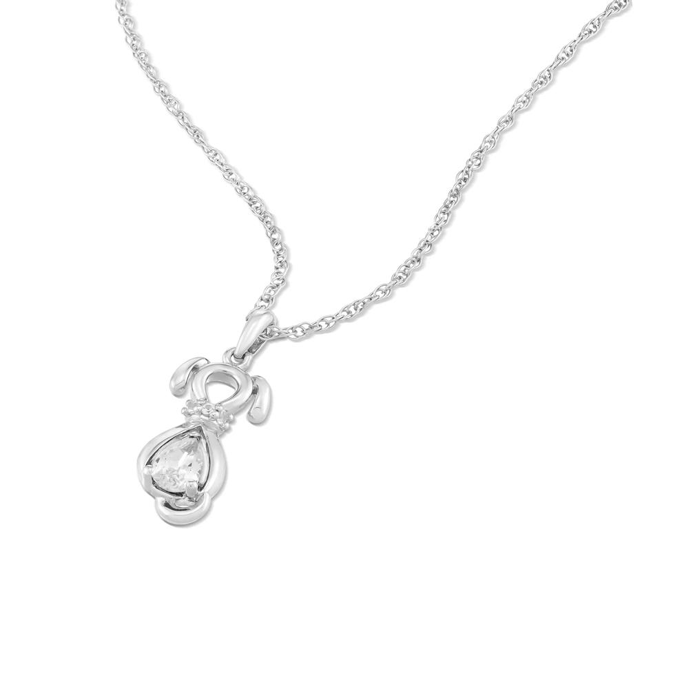 Lab-Created White Sapphire Dog Pendant Necklace in Sterling Silver – Image 3 of 4