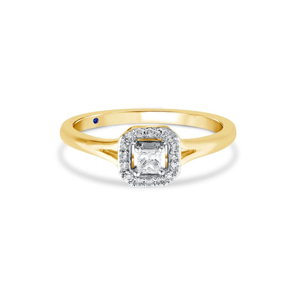 Diamond and Blue Sapphire Promise Ring in 10K Yellow Gold (1/7 ct. tw.) – Image 1 of 3