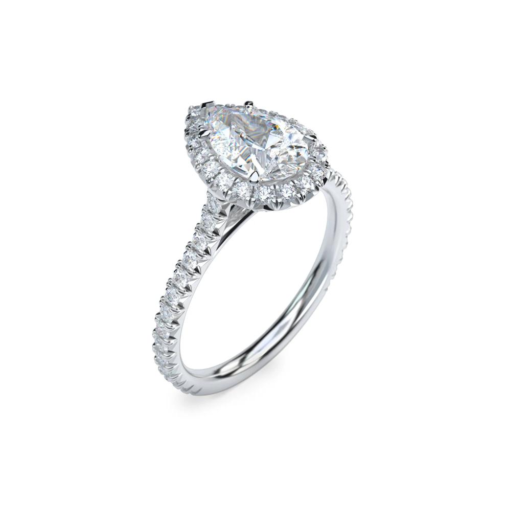 Pear-Shaped Diamond Halo Engagement Ring in Platinum (1-1/2 ct. tw.) – Image 4 of 5