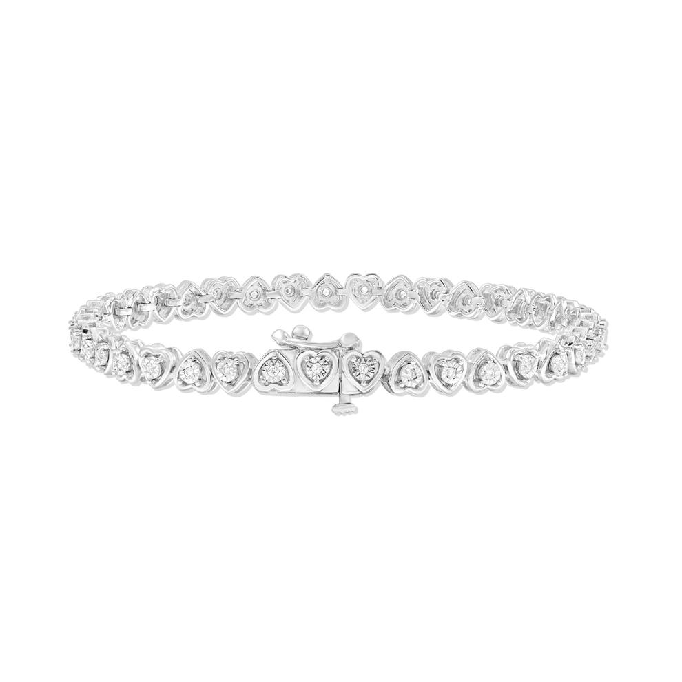 Diamond Heart Bracelet in Sterling Silver (1/4 ct. tw.) – Image 2 of 2
