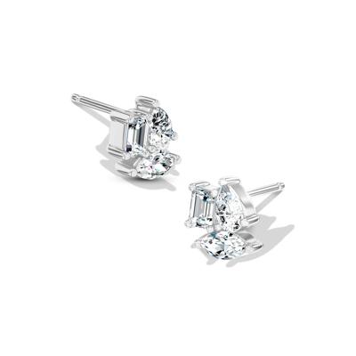 Lab Grown Diamond Mixed Shape Stud Earrings in 14K White Gold (1/2 ct. tw.)