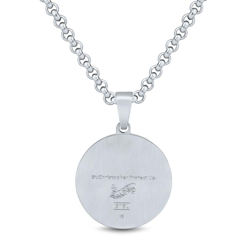 Saint Christopher Pendant with Diamond Accent in Stainless Steel, 24&rdquo; – Image 4 of 6
