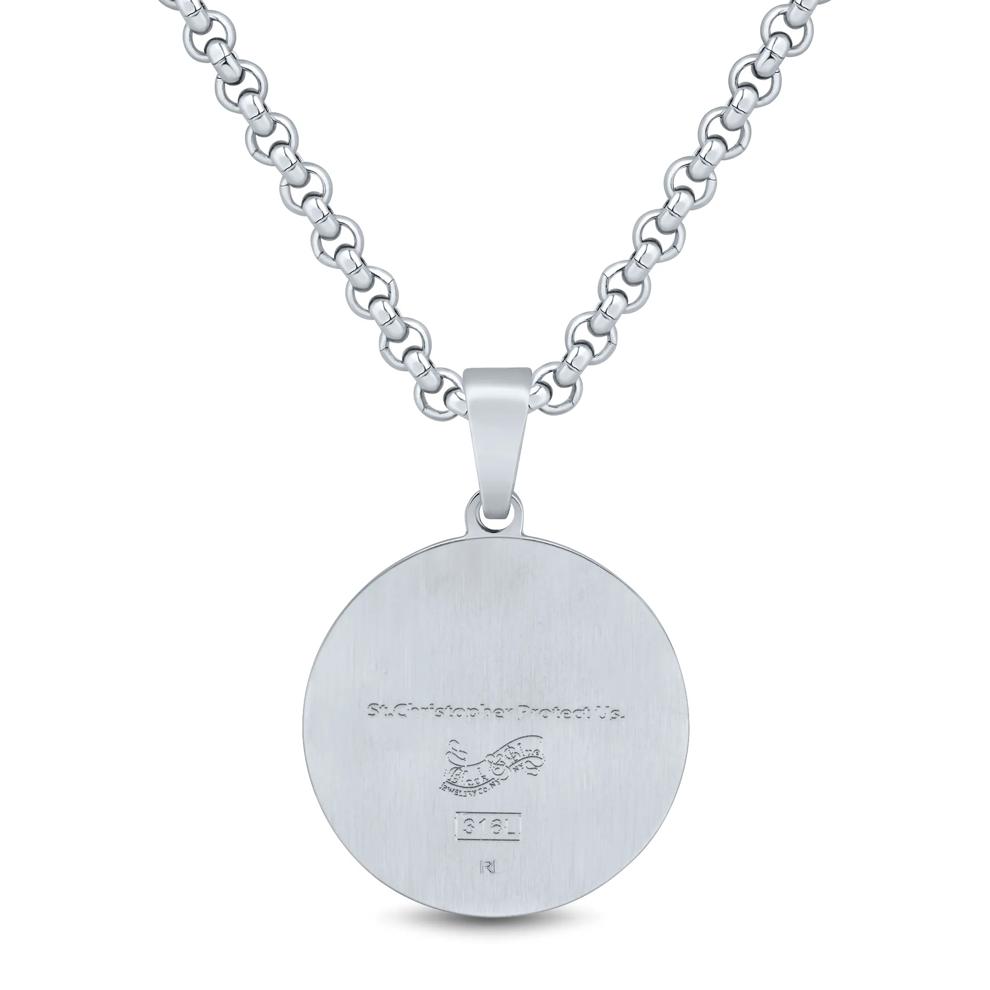 Saint Christopher Pendant with Diamond Accent in Stainless Steel, 24&rdquo; – Image 4 of 6