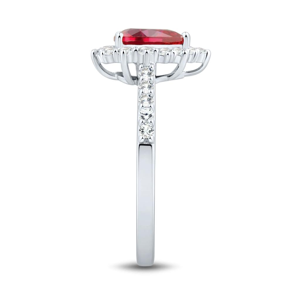 Lab-Created Ruby and Lab-Created White Sapphire Ring, Earring and Pendant Set in Sterling Silver – Image 4 of 9