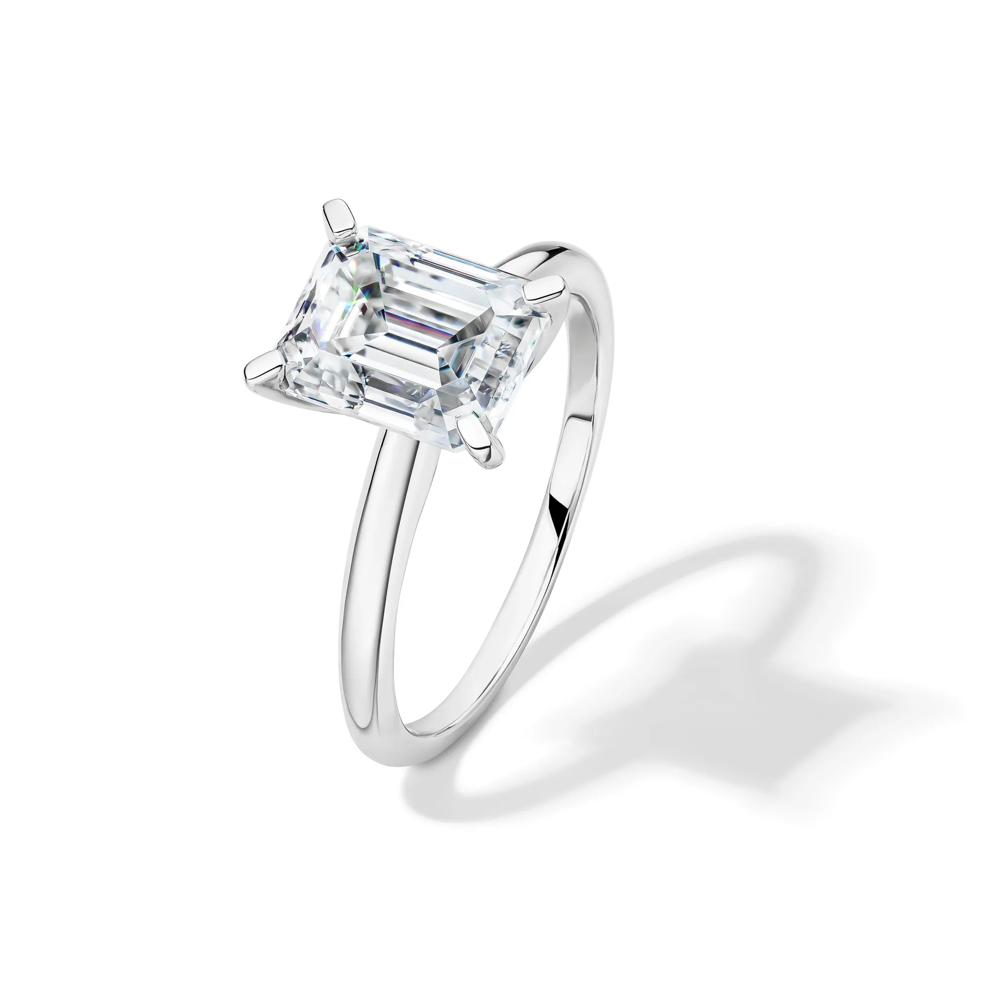 Lab-Created Moissanite Emerald-Cut Solitaire Engagement Ring in 10K White Gold (2 1/2 ct. dew) – Image 4 of 4