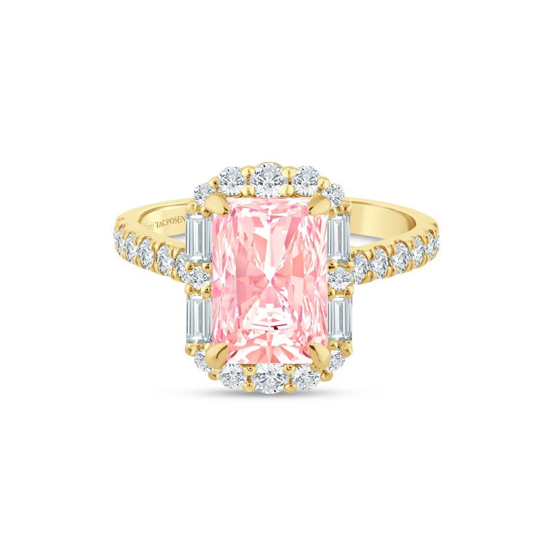 Lab Grown Pink and White Diamond Engagement Ring in 14K Yellow Gold &#40;3 ct. tw.&#41; – Image 1 of 3