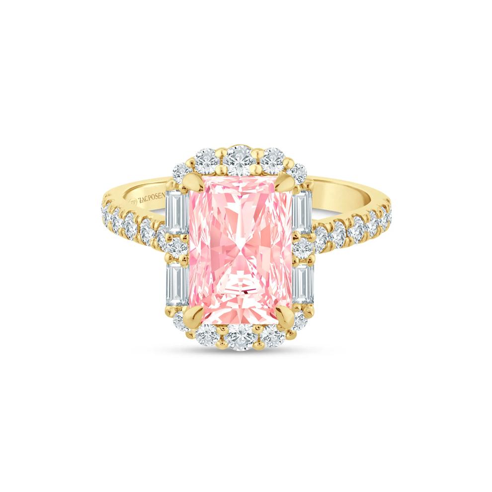 Lab Grown Pink and White Diamond Engagement Ring in 14K Yellow Gold (3 ct. tw.) – Image 1 of 3