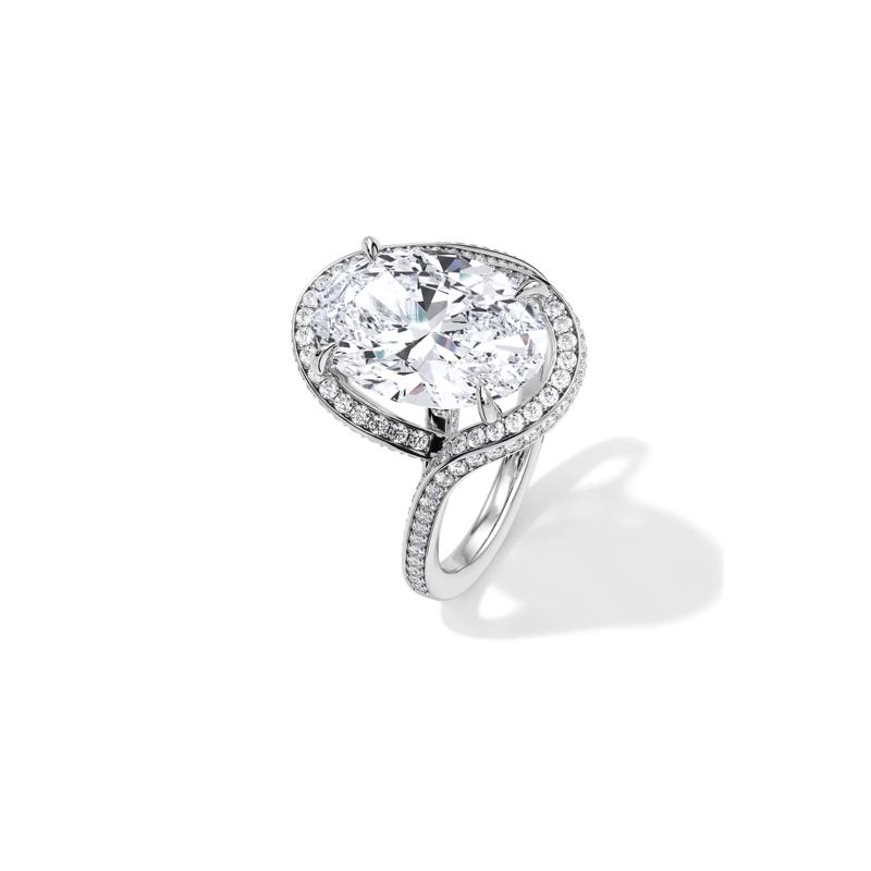 Lab Grown Diamond Oval Halo Engagement Ring in Platinum &#40;5 5/8 ct. tw.&#41; – Image 4 of 4