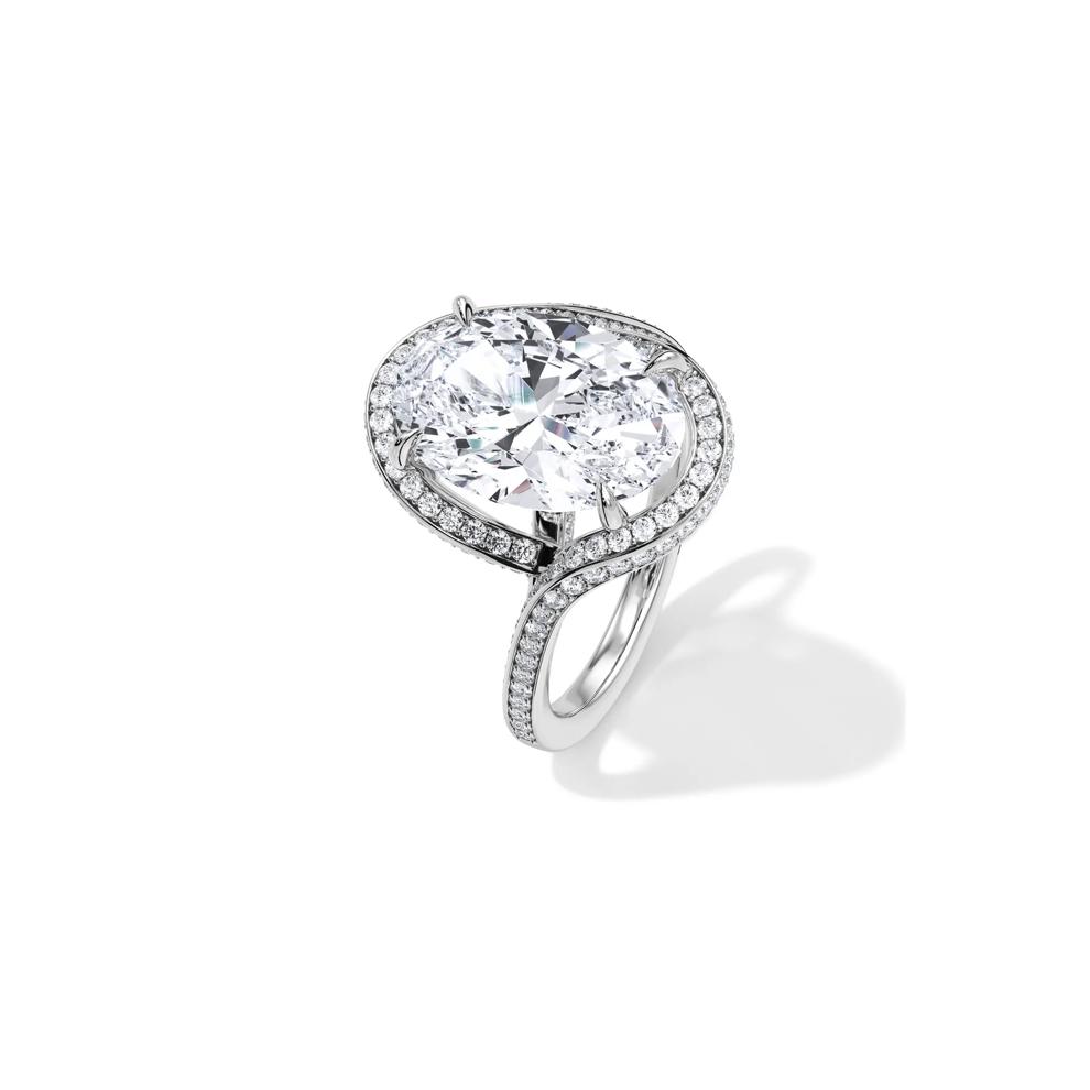 Lab Grown Diamond Oval Halo Engagement Ring in Platinum (5 5/8 ct. tw.) – Image 4 of 4