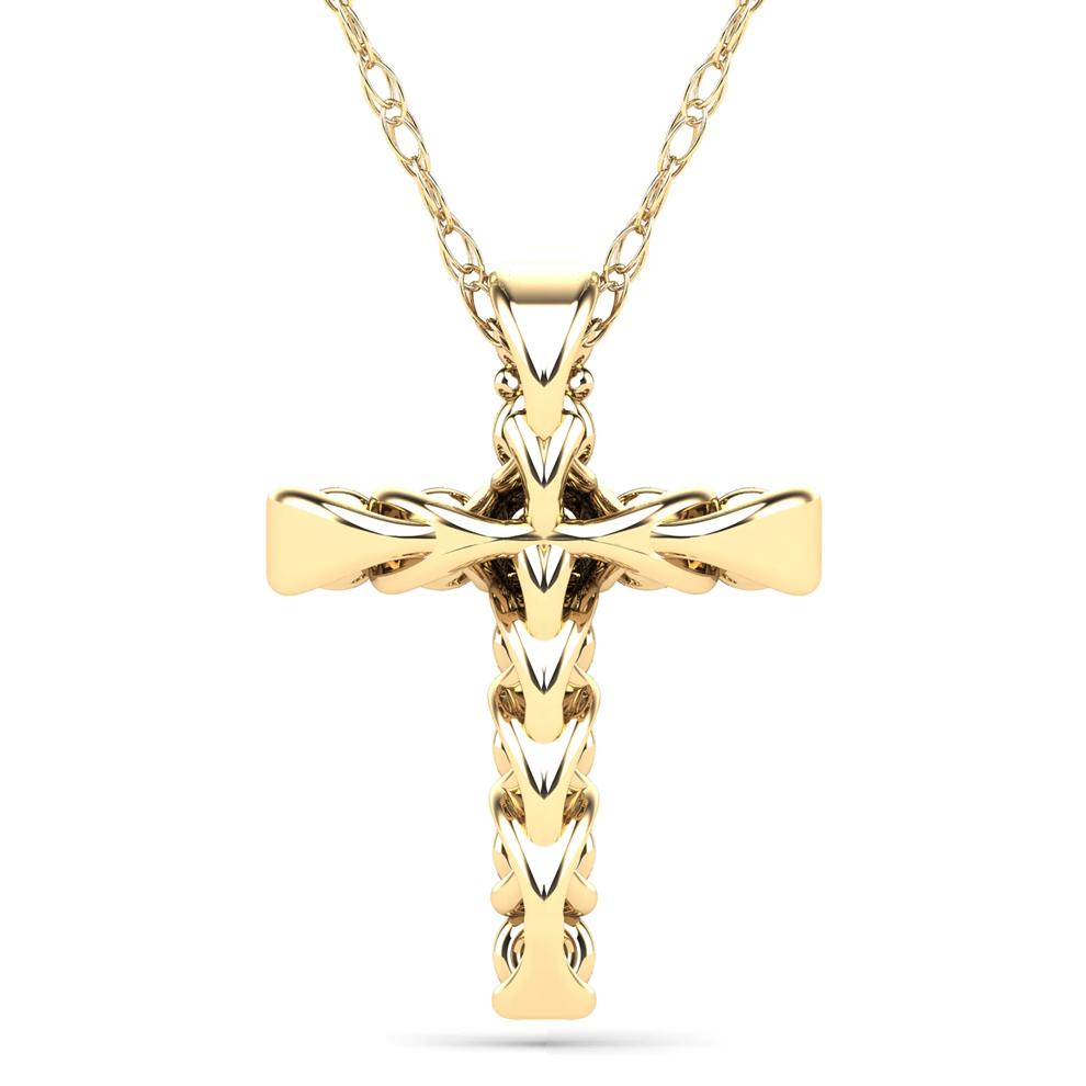 Diamond Cross Pendant in 14K Yellow Gold (1/10 ct. tw.) – Image 4 of 4