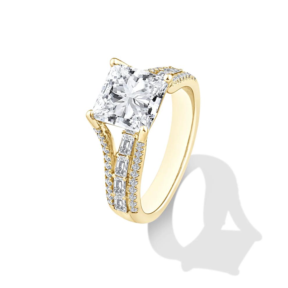 Lab Grown Diamond Princess-Cut Center Engagement Ring in 10K Yellow Gold (3 3/4 ct. tw.) – Image 4 of 4