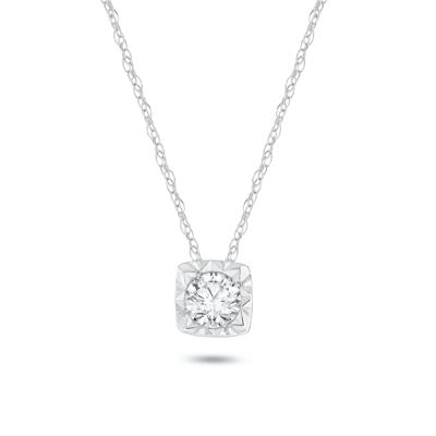 Diamond Round Illusion Plate Pendant in 10K White Gold (1/5 ct. tw.)