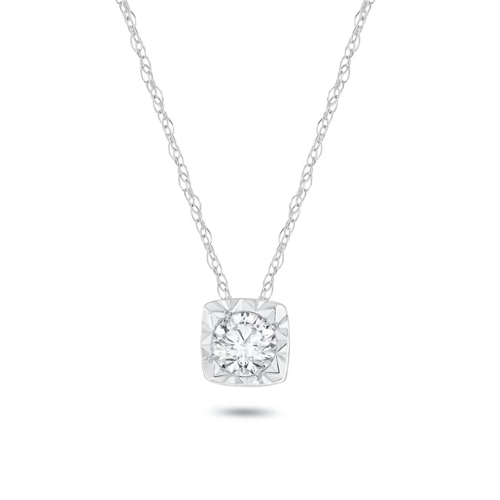 Diamond Round Illusion Plate Pendant in 10K White Gold (1/5 ct. tw.) – Image 1 of 4