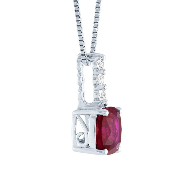 Lab Created Ruby &amp; White Sapphire Pendant in Sterling Silver – Image 2 of 2