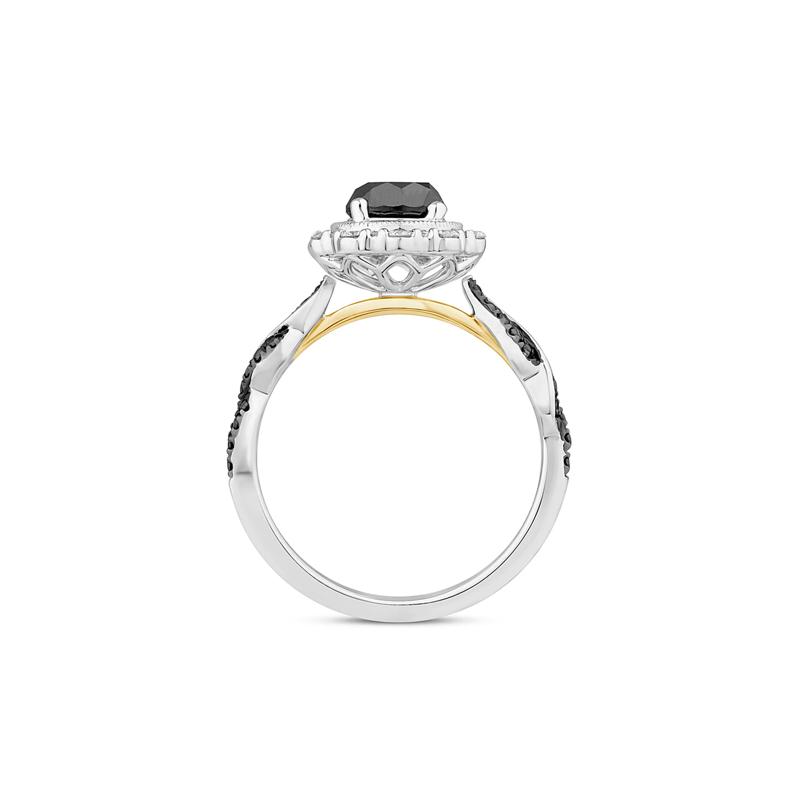Black &amp; White Diamond Halo Engagement Ring 14K Gold &#40;1 5/8 ct. tw.&#41; – Image 2 of 3