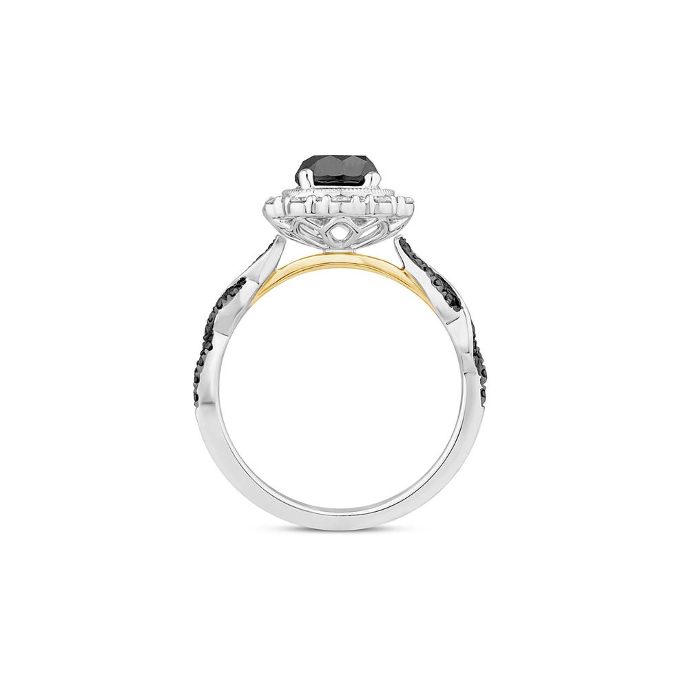 Black &amp; White Diamond Halo Engagement Ring 14K Gold (1 5/8 ct. tw.) – Image 2 of 3