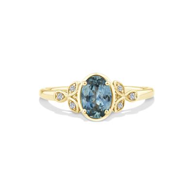Montana Blue Sapphire & Diamond Accent Ring in 10K Yellow Gold