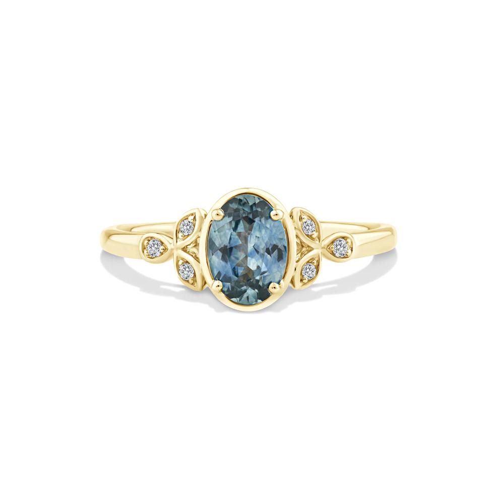 Montana Blue Sapphire &amp; Diamond Accent Ring in 10K Yellow Gold – Image 1 of 4