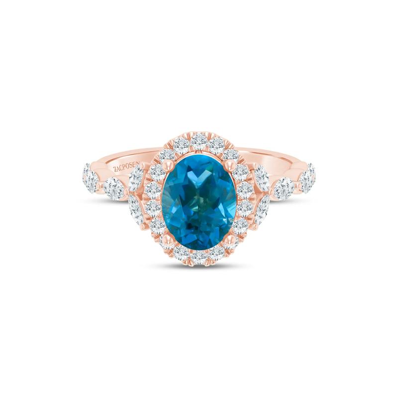 Saylor London Blue Topaz and Diamond Engagement Ring in 14K Rose Gold (3/4 ct. tw.) – Image 1 of 4