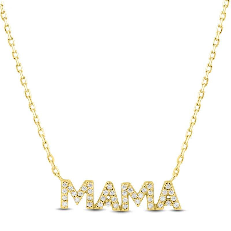 Diamond MAMA Necklace in 10K Yellow Gold &#40;1/10 ct. tw.&#41; – Image 1 of 3