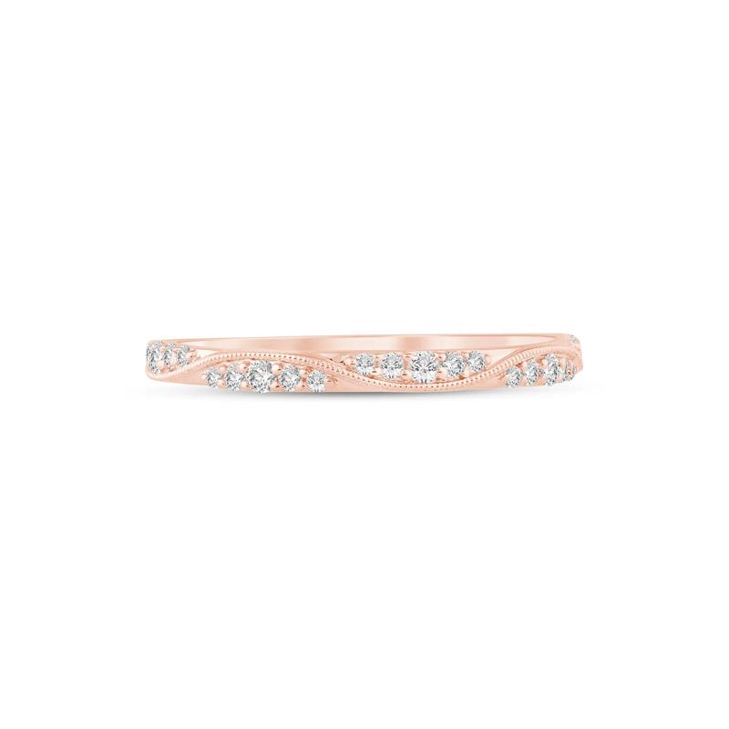 Lab Grown Diamond Milgrain Wave Stack Band 10K Rose Gold &#40;1/5 ct. tw.&#41; – Image 1 of 3