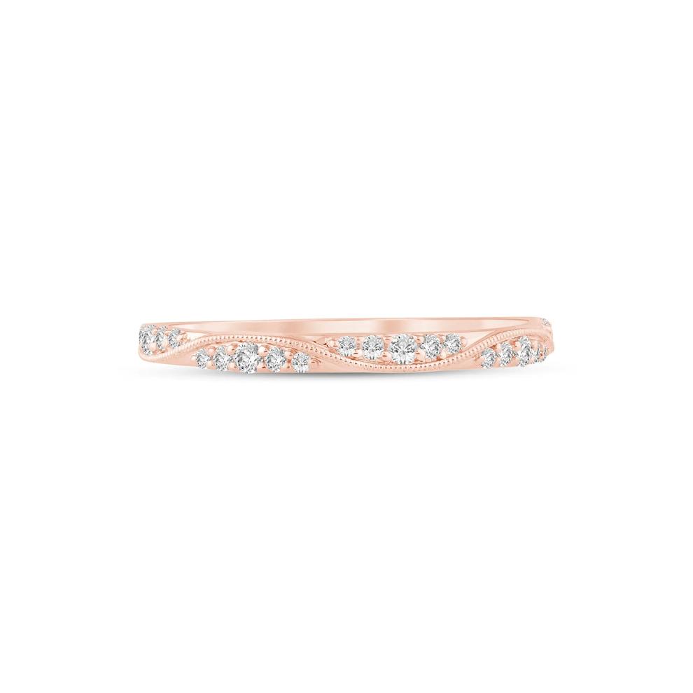 Lab Grown Diamond Milgrain Wave Stack Band 10K Rose Gold (1/5 ct. tw.) – Image 1 of 3