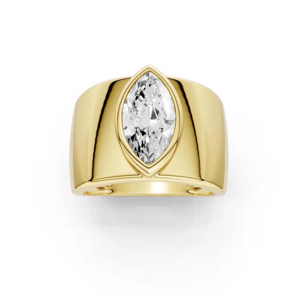 Lab Grown Diamond Marquise Solitaire Wide Band Engagement Ring in 14K Yellow Gold (2 ct.) – Image 1 of 4