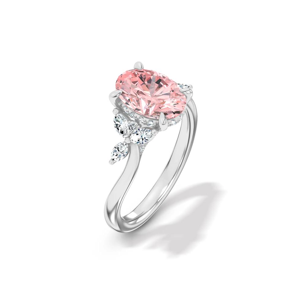 Lab Grown Diamond Pink Oval Engagement Ring in 14K White Gold (2 1/2 ct. tw.) – Image 4 of 4