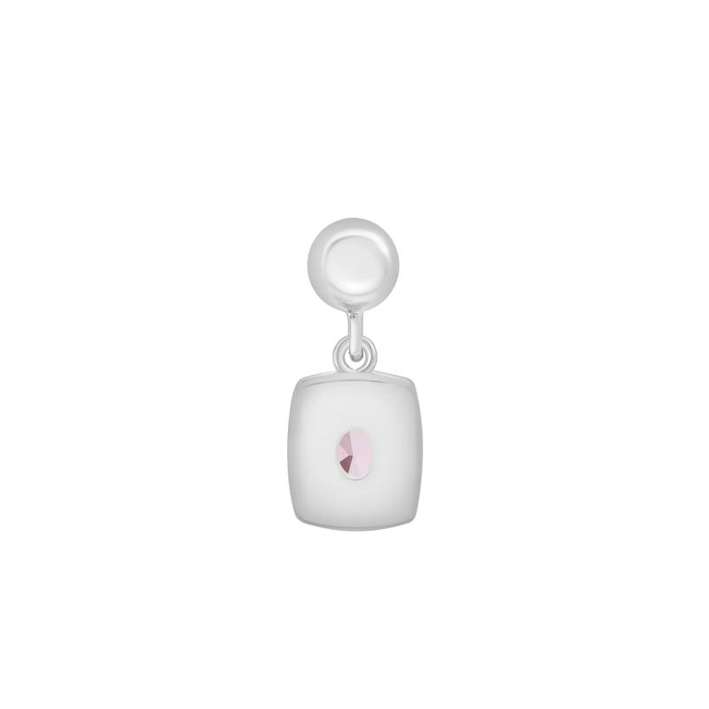 Lab-Created Pink Sapphire Medallion Birthstone Bead Charm in Sterling Silver – Image 3 of 3