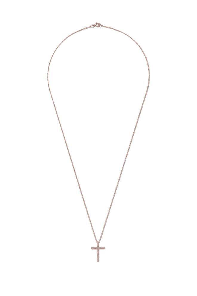 1/10 ct. tw. Diamond Cross Pendant in 10K Rose Gold – Image 3 of 4