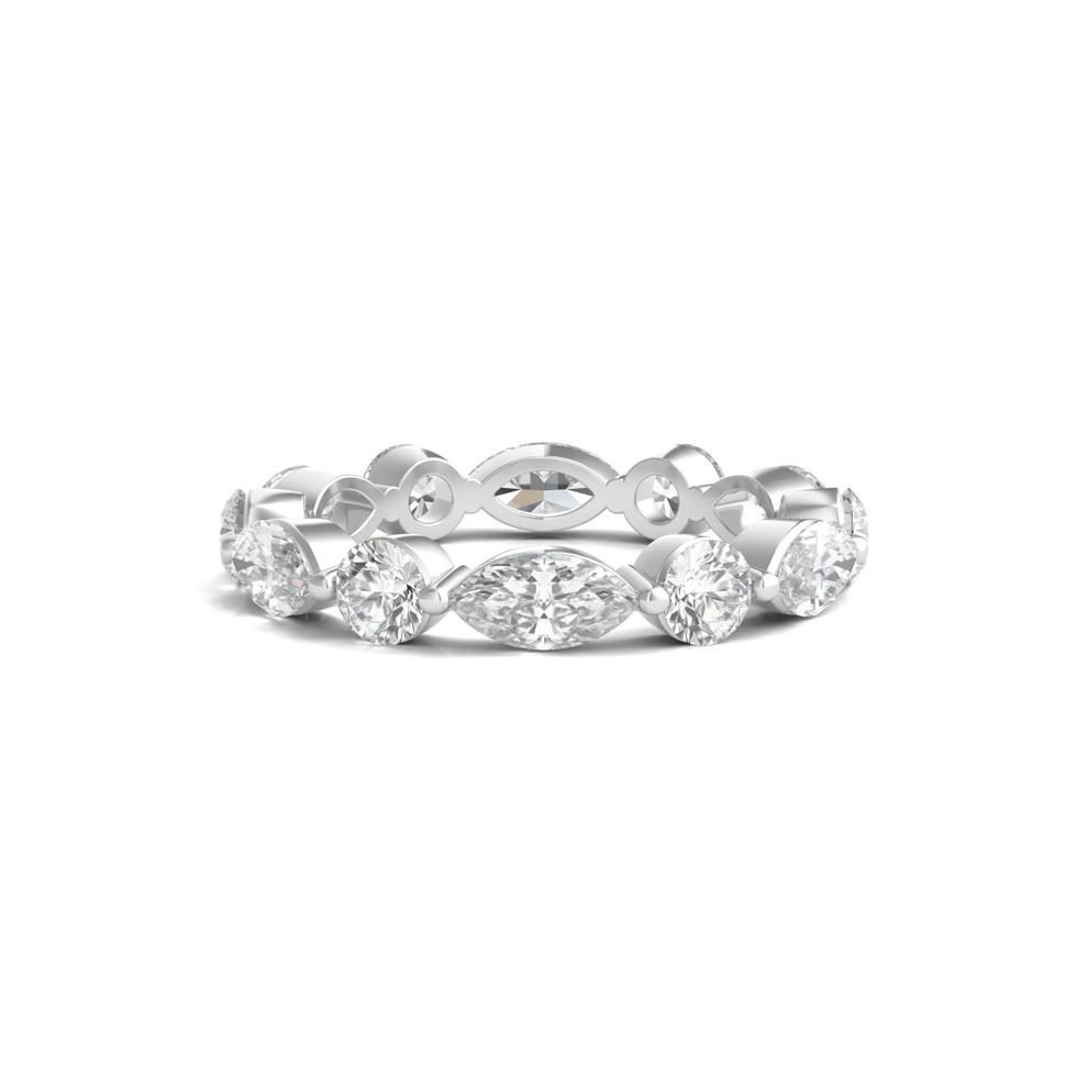 Round and Marquise Lab Grown Diamond Eternity Band in 14k White Gold (3 ct. tw.) – Image 1 of 3