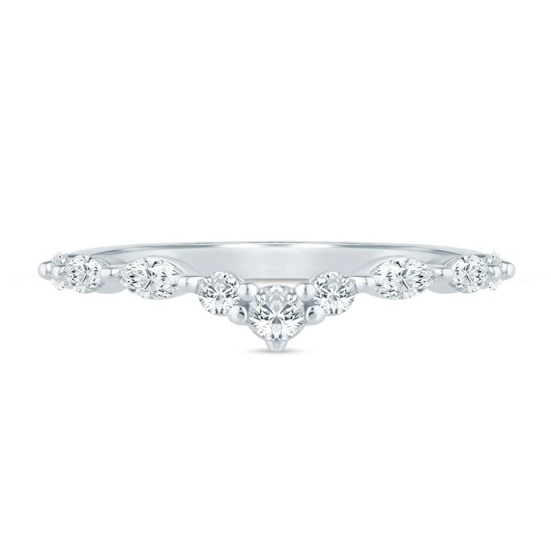 Lab Grown Diamond Round and Marquise Contour Band in 14K White Gold &#40;3/8 ct. tw.&#41; – Image 1 of 3