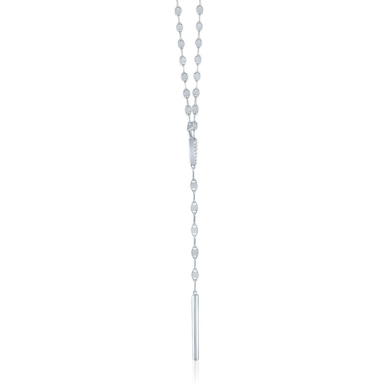 Diamond Mirror Chain Lariat Necklace in Sterling Silver &#40;1/10 ct. tw.&#41; – Image 2 of 3