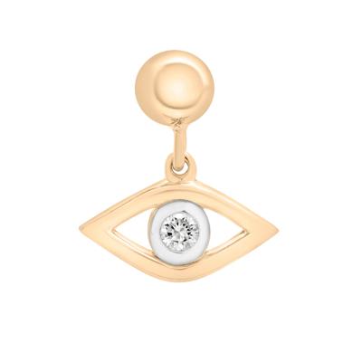 Lab-Created White Sapphire Evil Eye Bead Charm in Vermeil