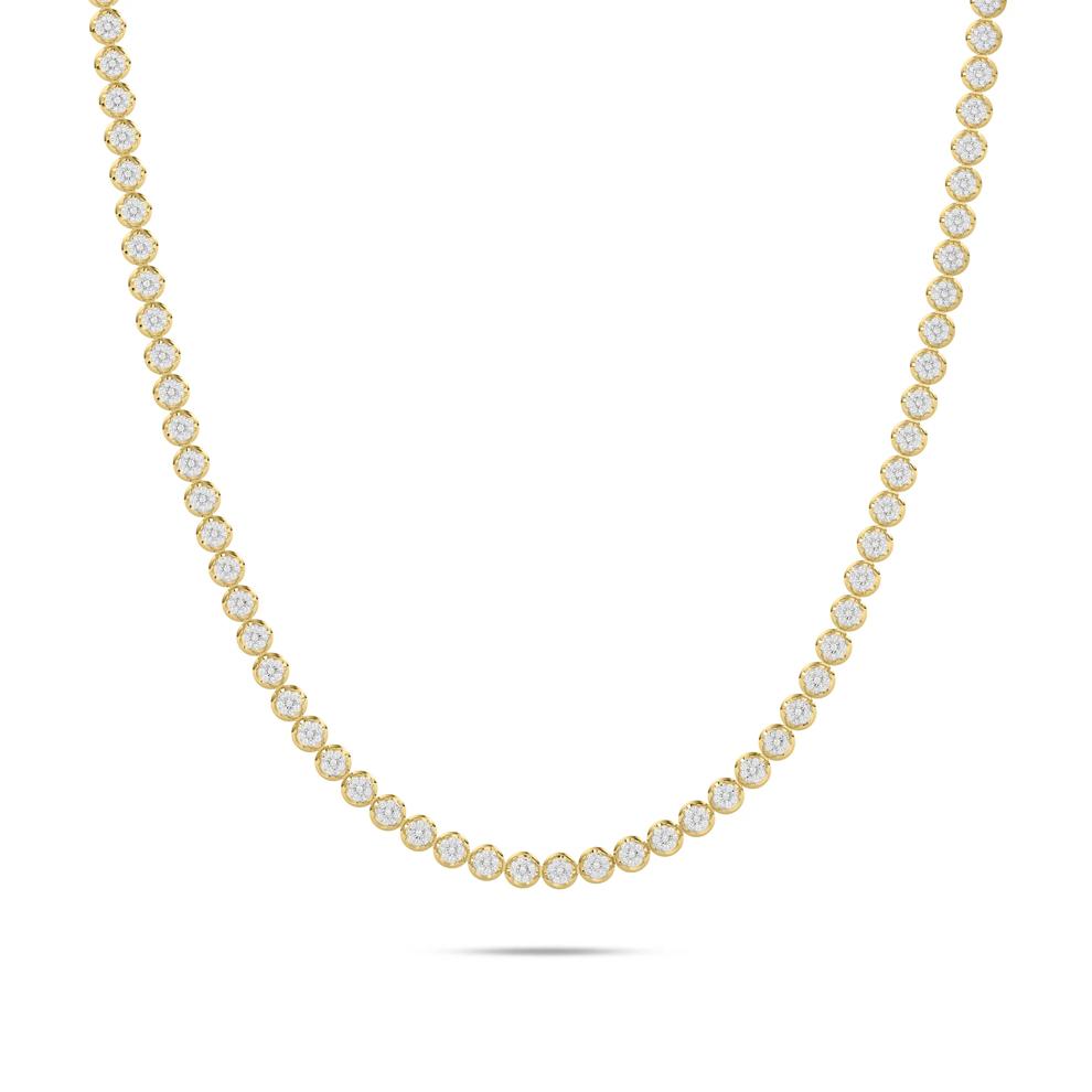 Men's Lab Grown Diamond Cluster Tennis Necklace in 10K Yellow Gold, 22" (4 ct. tw.) – Image 1 of 4