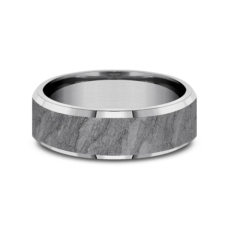 Men&#39; Band with Lava Rock Texture in Gray Tantalum, 7MM – Image 1 of 3