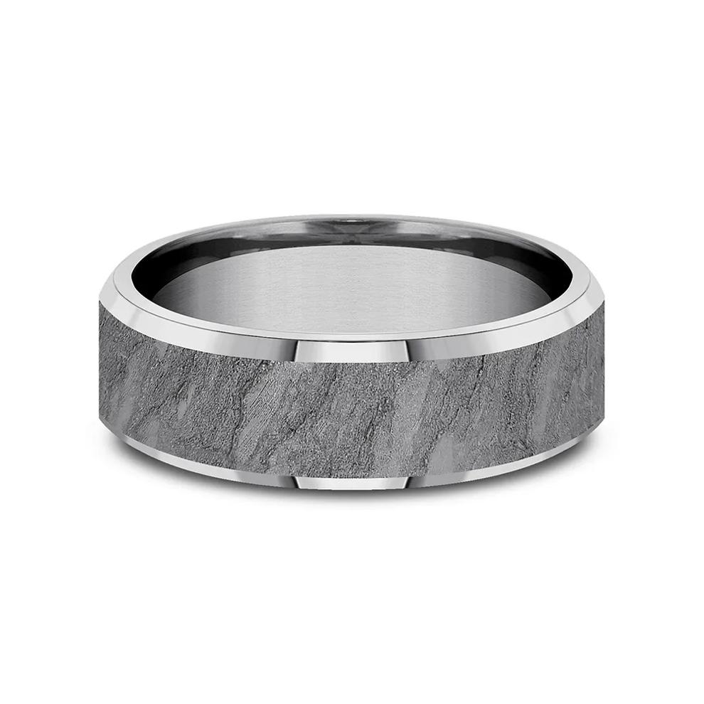Men' Band with Lava Rock Texture in Gray Tantalum, 7MM – Image 1 of 3