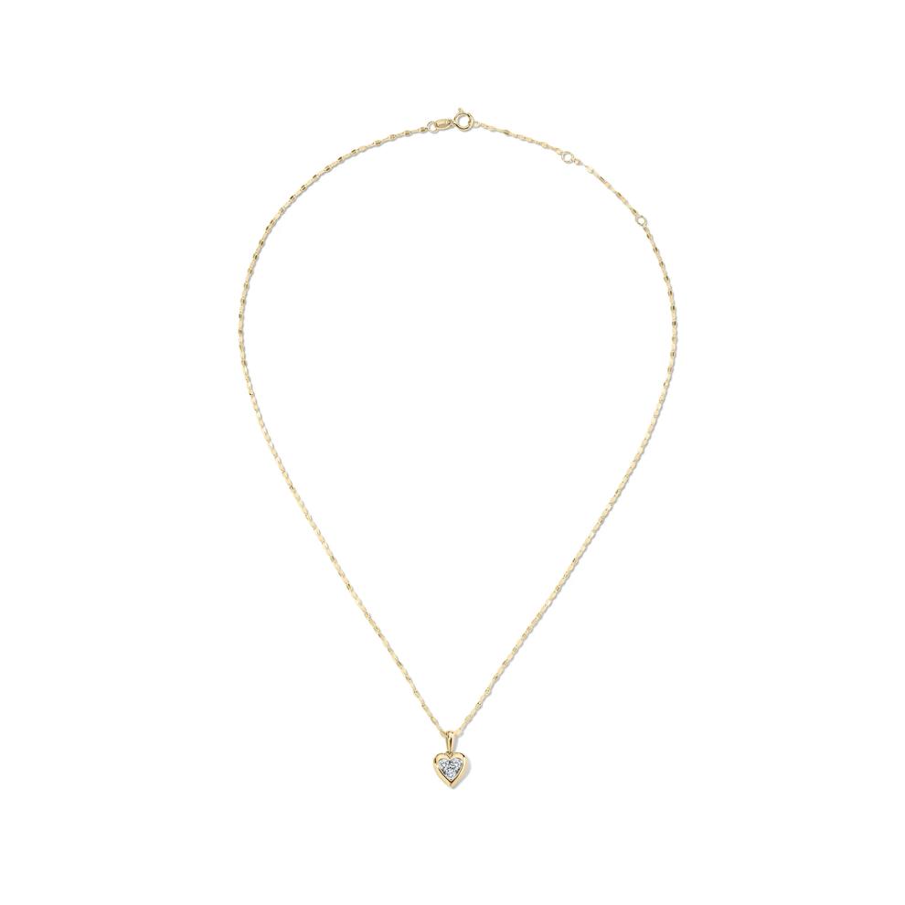 Diamond Heart Pendant Mirror Chain Necklace in 10K Yellow Gold (1/4 ct. tw.) – Image 3 of 4
