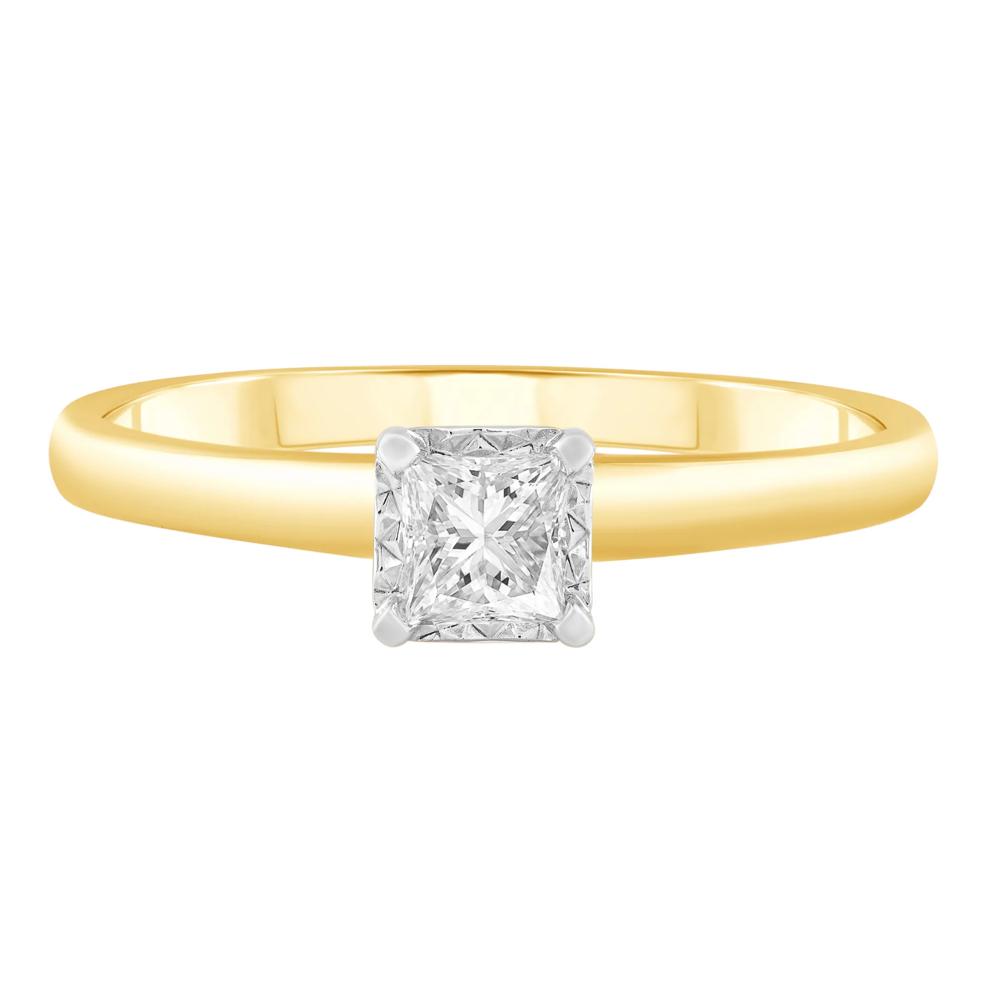 Diamond Princess-Cut Solitaire Promise Ring in 14K Yellow Gold (1/4 ct.) – Image 1 of 3