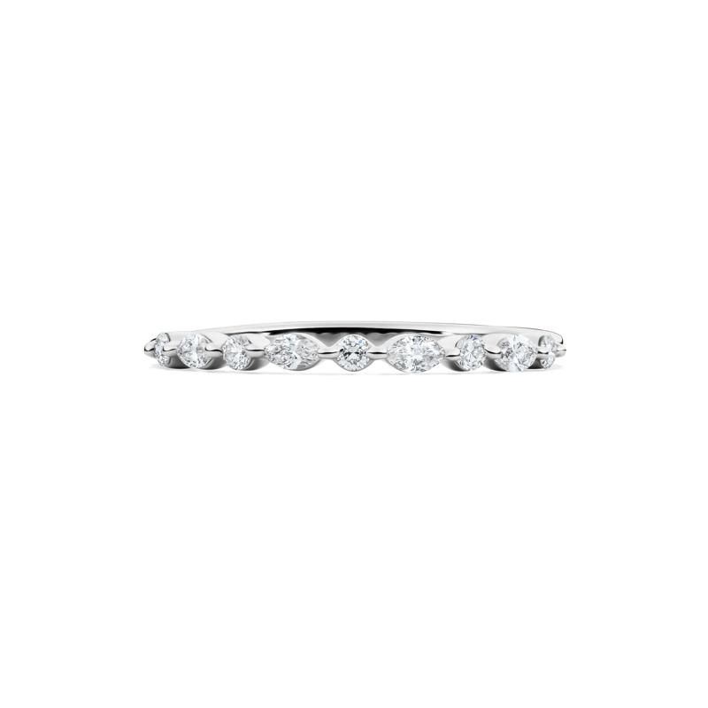 Round and Marquise-Cut Diamond Anniversary Band in 14K White Gold (1/4 ct. tw.) – Image 1 of 4