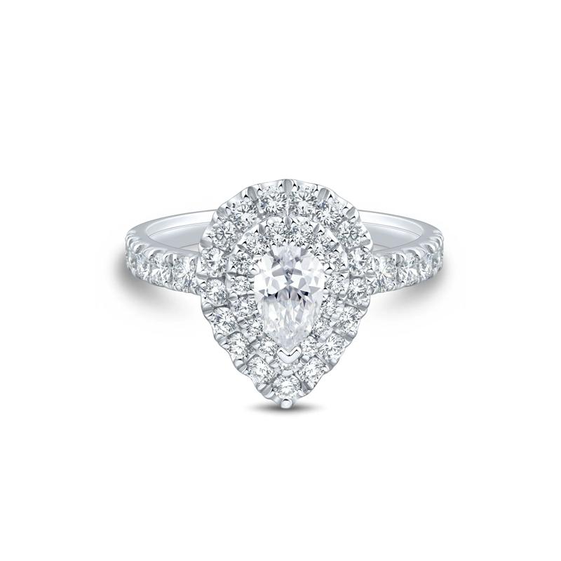 Diamond Pear Halo Engagement Ring in 10K White Gold &#40;1 1/2 ct. tw.&#41; – Image 1 of 3