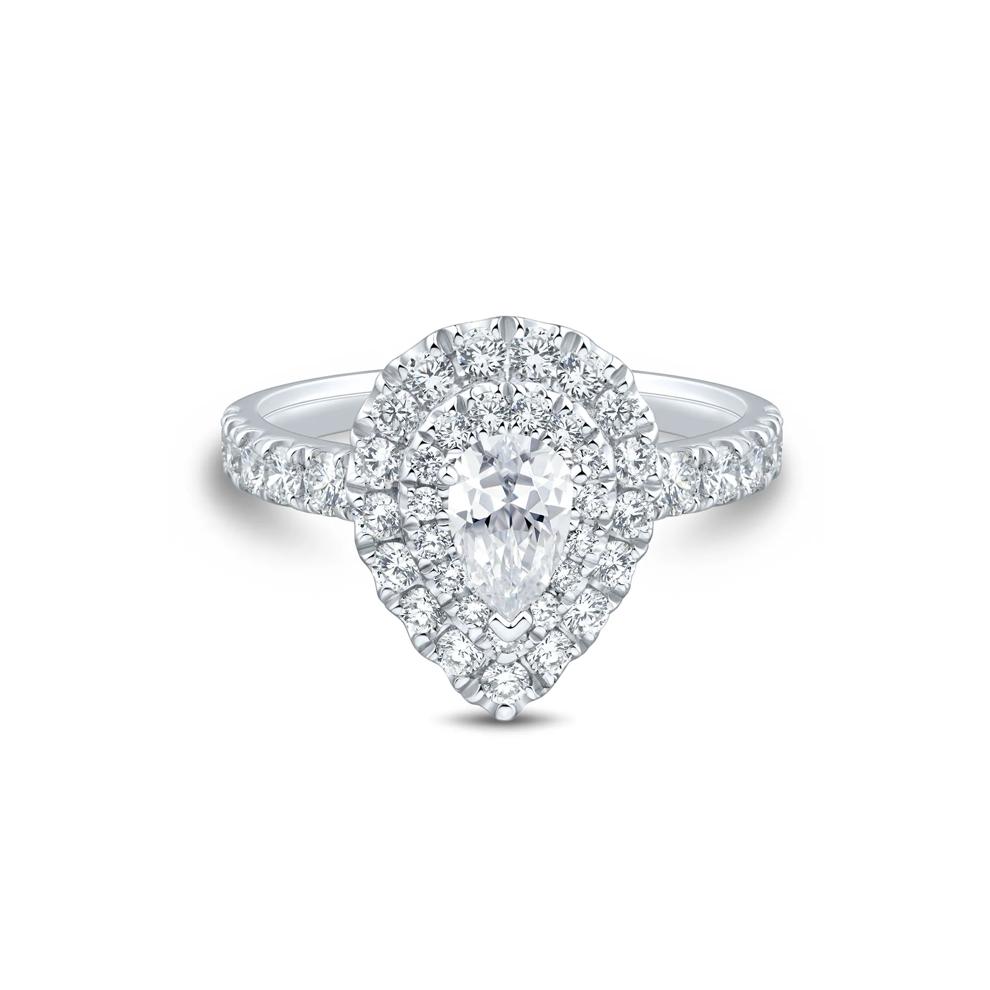 Diamond Pear Halo Engagement Ring in 10K White Gold (1 1/2 ct. tw.) – Image 1 of 3