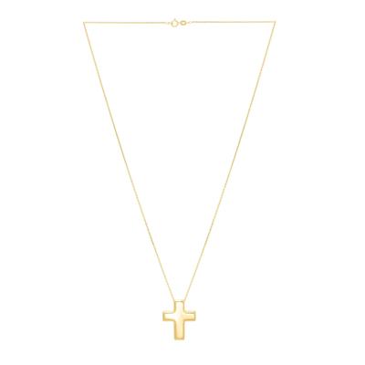 Puff Cross in 14K Yellow Gold