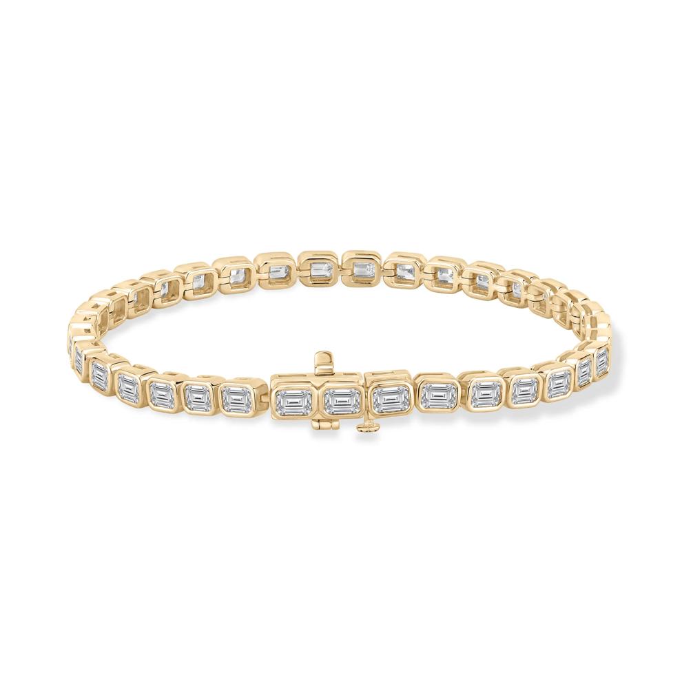 Lab Grown Diamond Emerald-Cut Tennis Bracelet in 14K Yellow Gold, 7" (7 ct. tw.) – Image 2 of 2