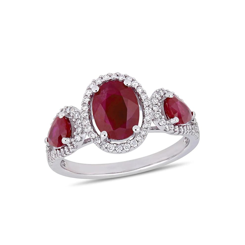 Ruby and Diamond Ring in 14K White Gold (1/3 ct. tw.) – Image 4 of 7